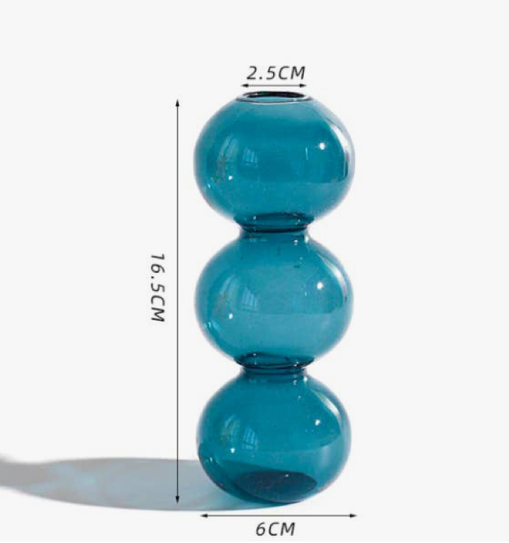 Bubble Shape Glass Vase - Ocean Blue