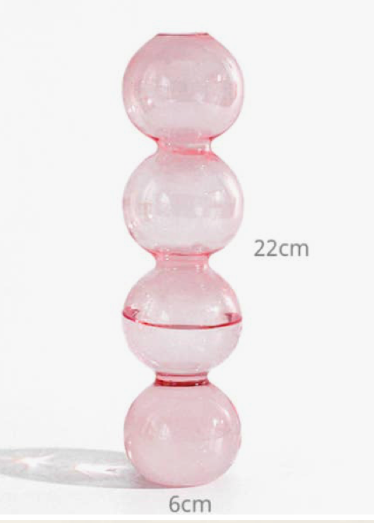 Bubble Shape Glass Vase - Pink