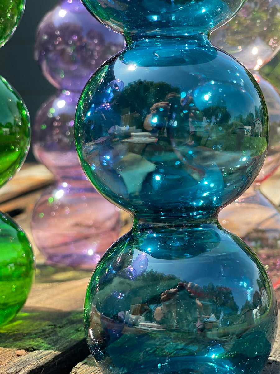 Bubble Shape Glass Vase - Ocean Blue