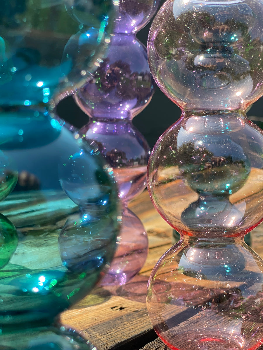 Bubble Shape Glass Vase - Ocean Blue
