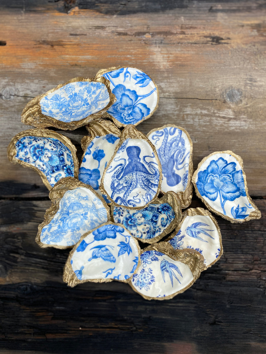 Indigo Decoupage Oyster Dish