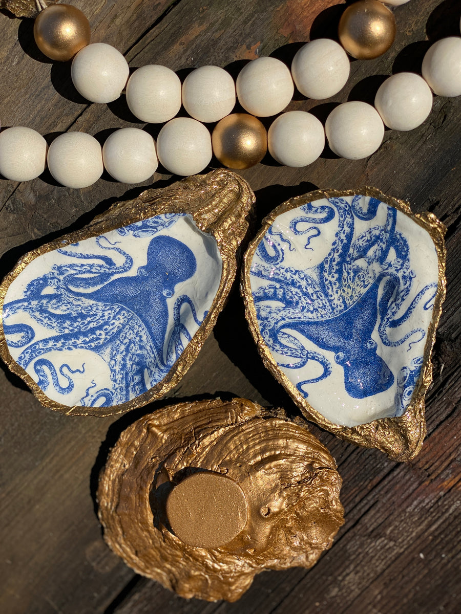 Indigo Decoupage Oyster Dish