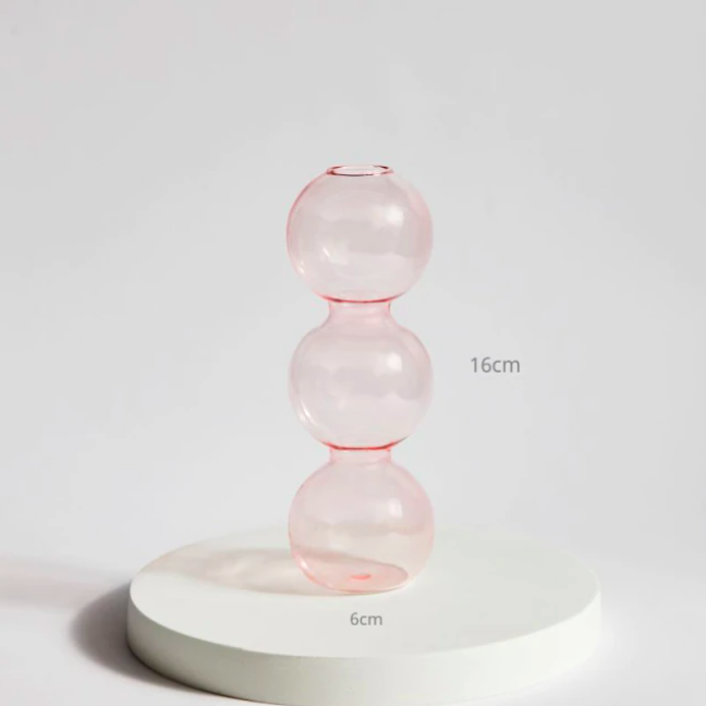 Bubble Shape Glass Vase - Pink