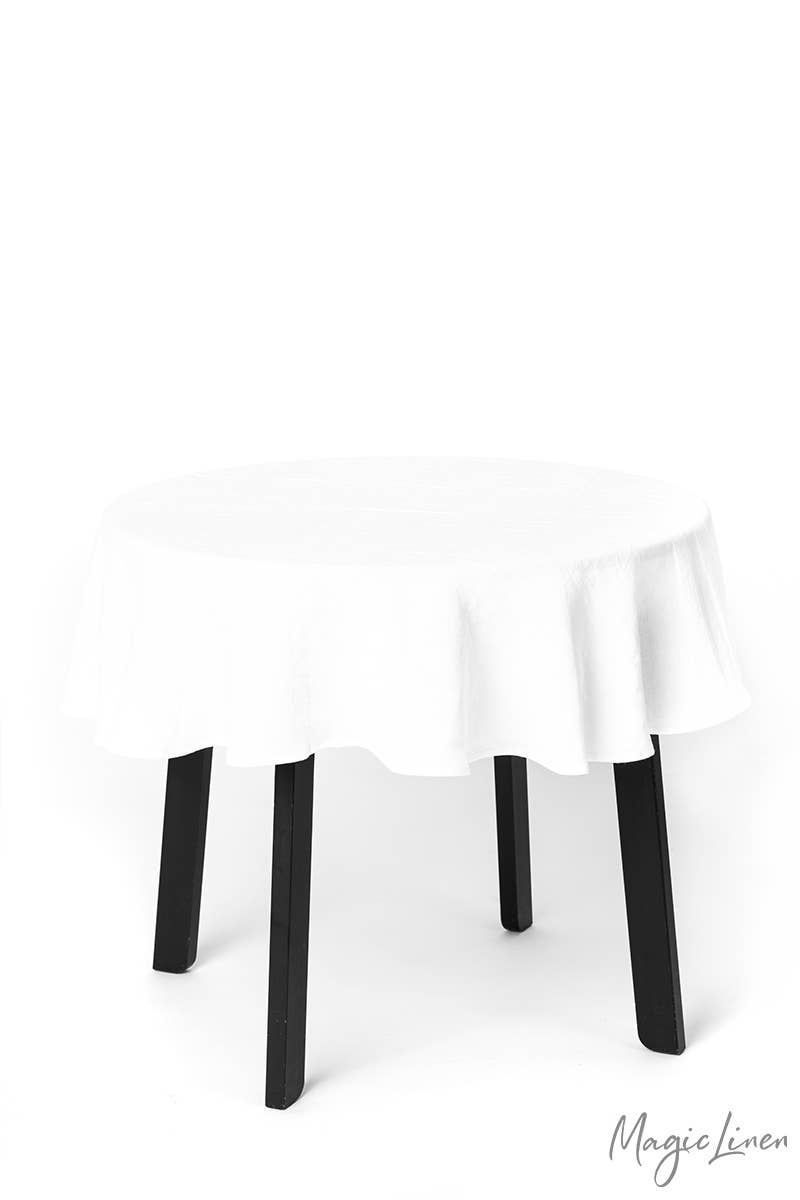 MagicLinen - Round linen tablecloth 79", White