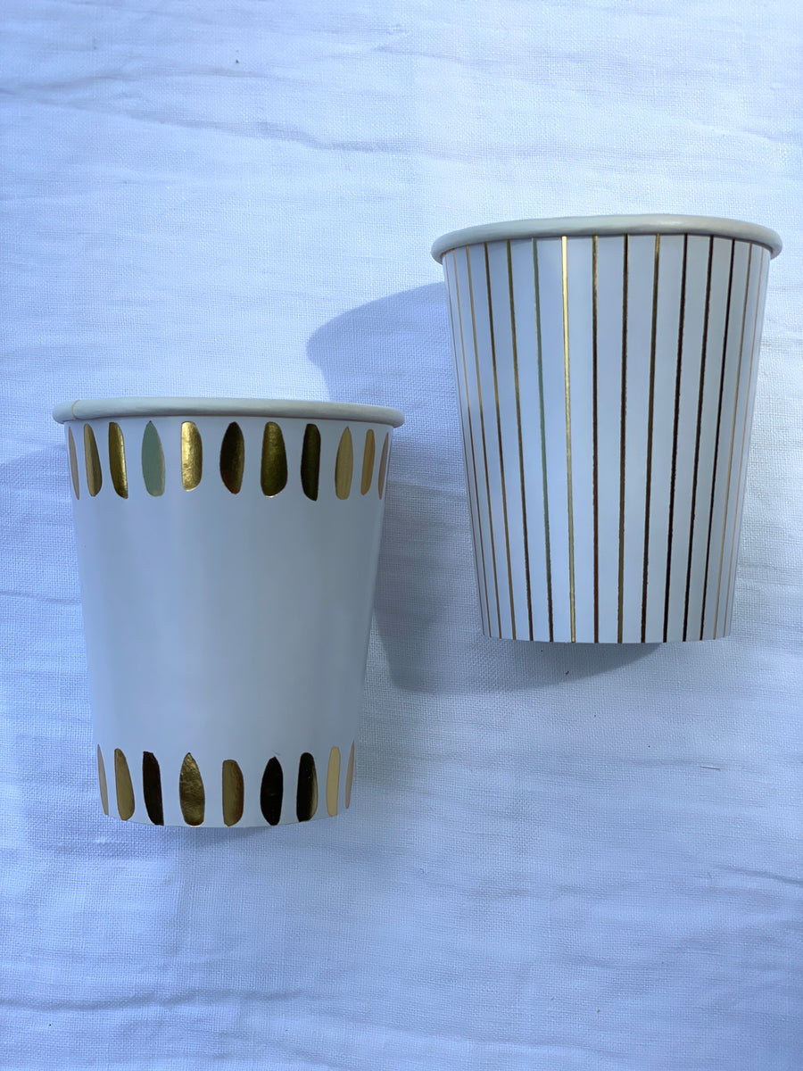 Gold Pinstripe Paper Party Cups, pack of 10