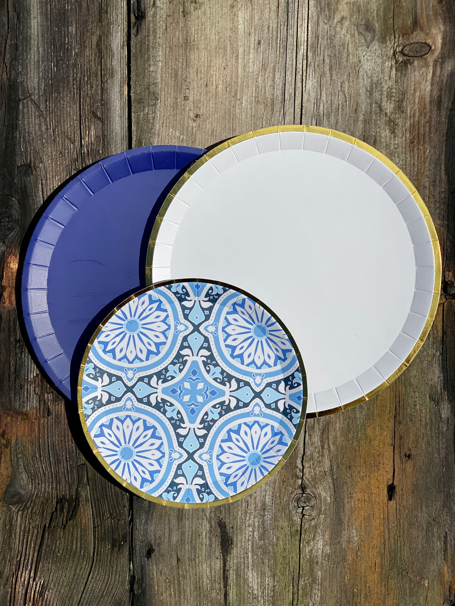 Navy Large Paper Party Plates, pack of 10