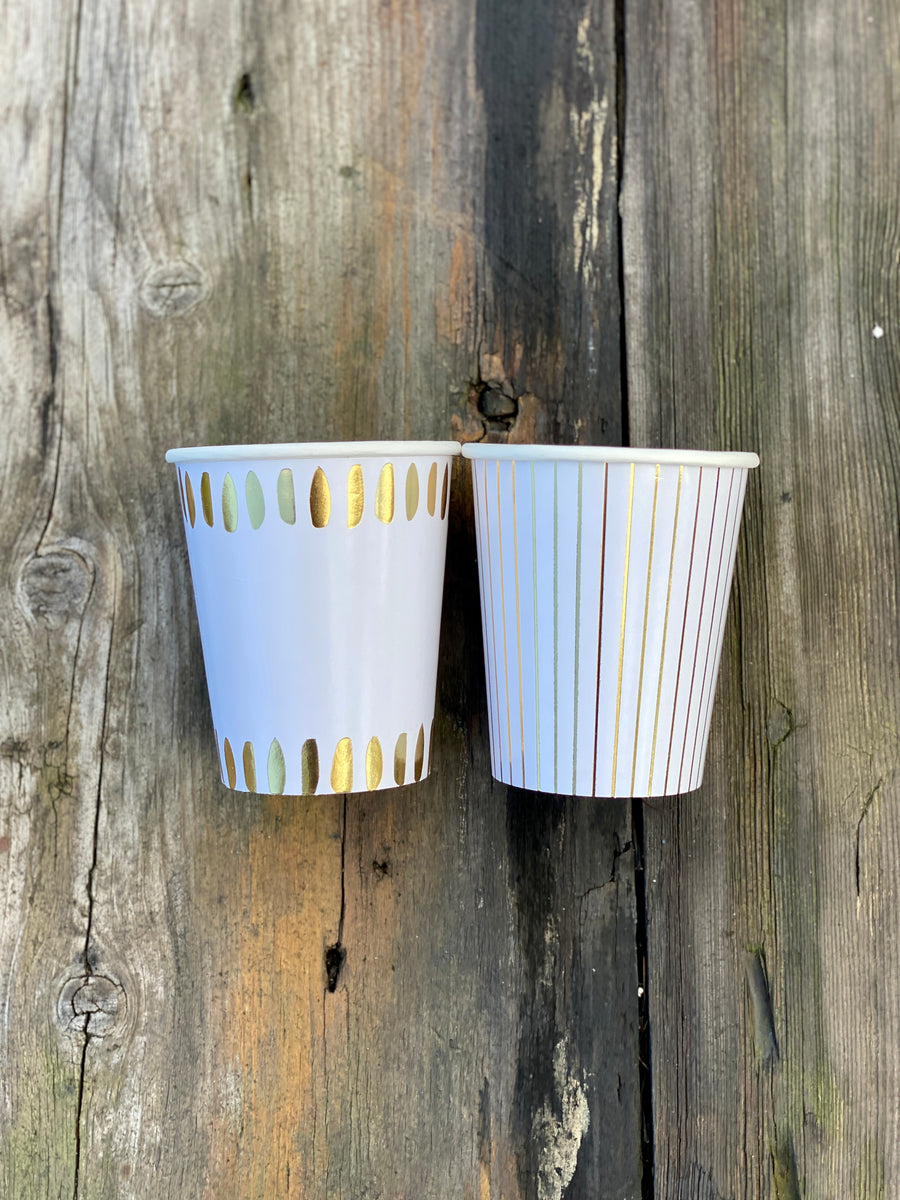 Gold Pinstripe Paper Party Cups, pack of 10