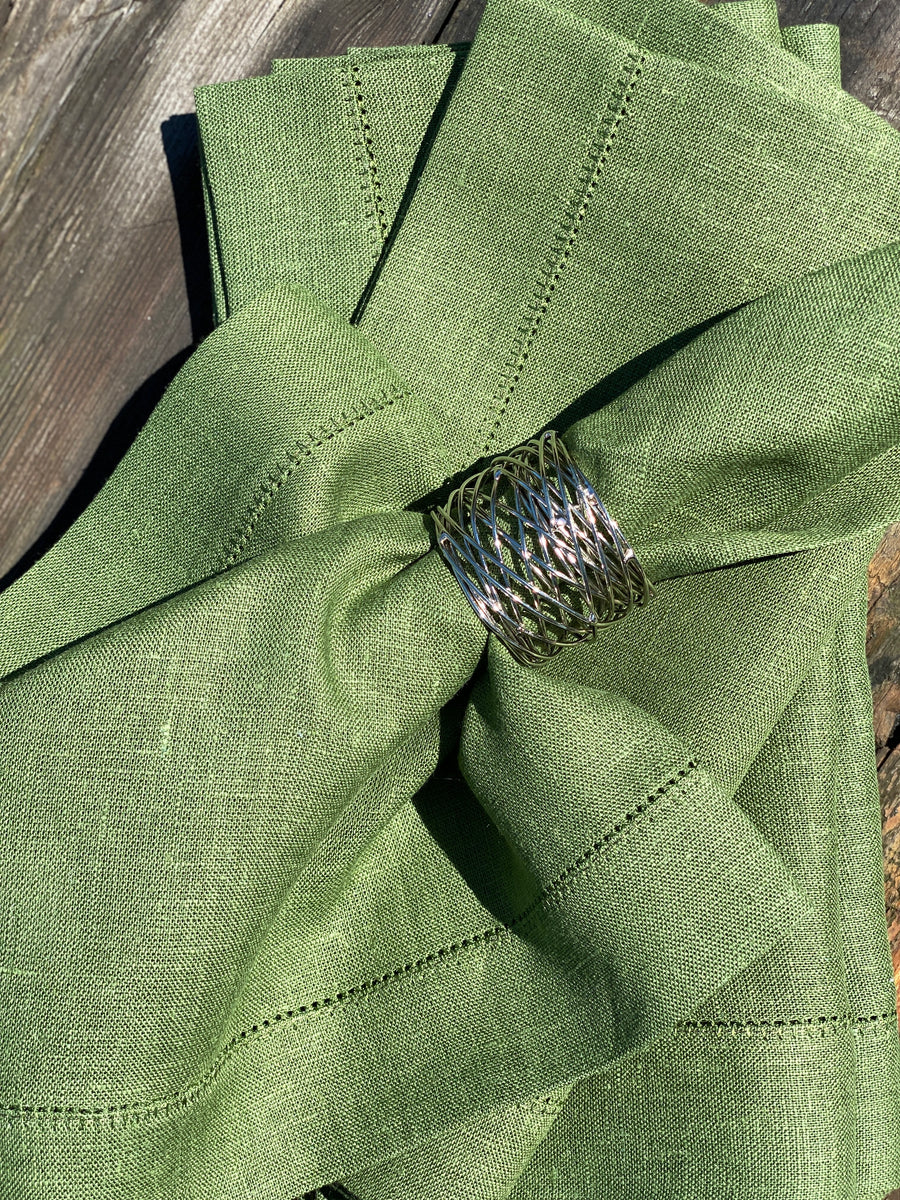 Green Hemstitch Large Napkin Set