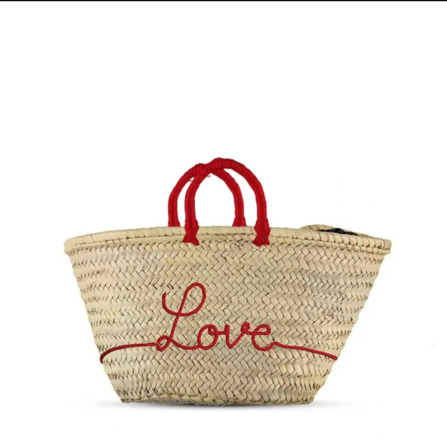 Heart French Market Basket - Love Straw Bag