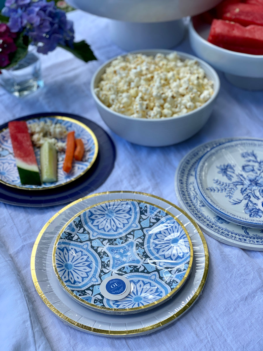 Italian Blues White Small Paper Plates, pack of 10 – Paper+Clay