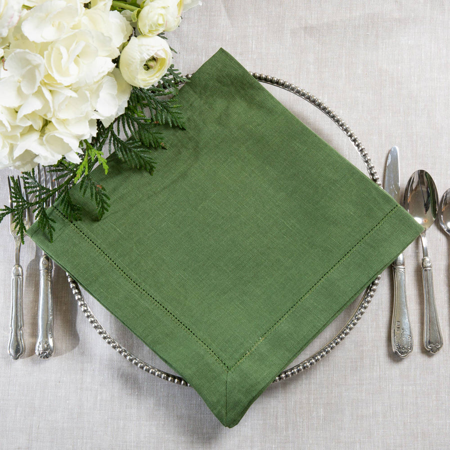 Green Hemstitch Large Napkin Set