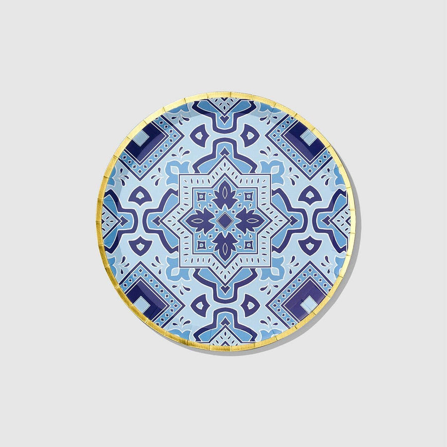 Italian Blues & White Large Paper Plates, pack of 10